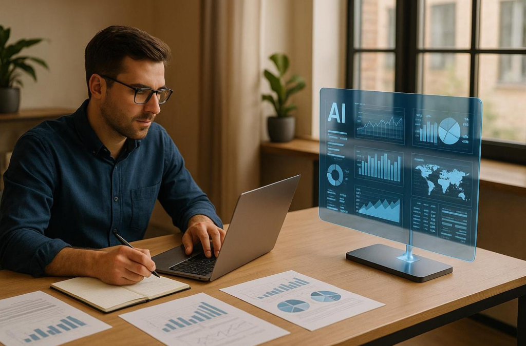Human social media manager using AI marketing tool